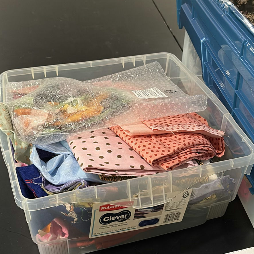 Assorted Fabric and Textile Pieces in Storage Bins - image 7 of 7