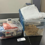 Assorted Fabric and Textile Pieces in Storage Bins - thumbnail 1 of 7