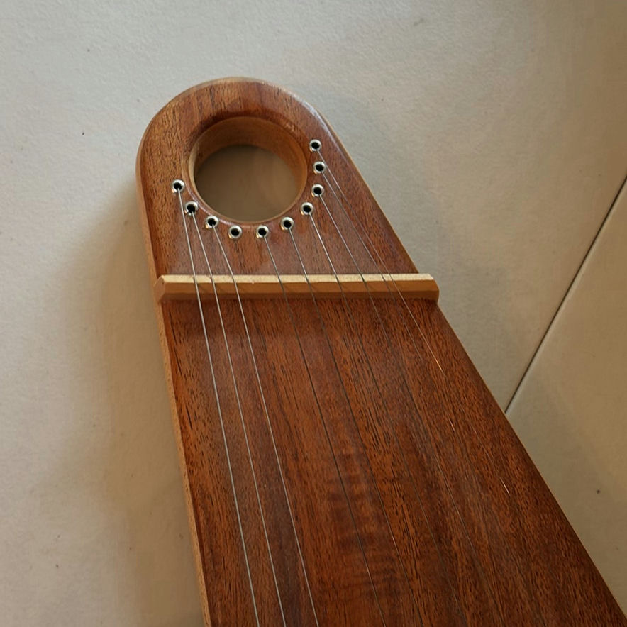 Wooden Stringed Lyre Instrument with Tuning Tool - image 3 of 9