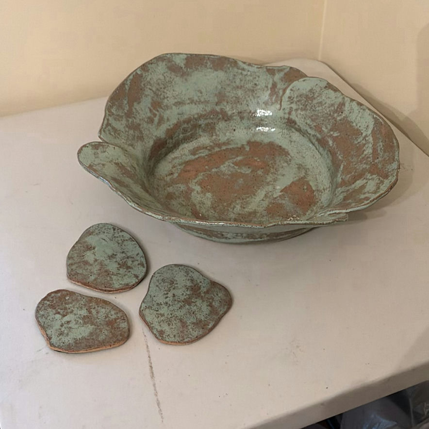 Ceramic Serving Bowl and Three Coasters - image 1 of 9
