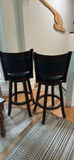 Pair of Dark Wood Swivel Bar Stools - thumbnail 12 of 13