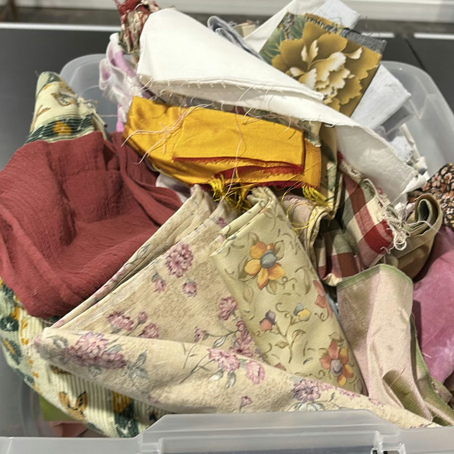 Assorted Fabric Scraps and Sewing Materials in Storage Bins - image 8 of 8