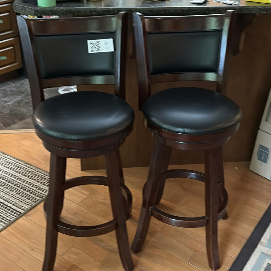Pair of Dark Wood Swivel Bar Stools - image 1 of 11