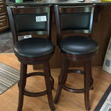 Pair of Dark Wood Swivel Bar Stools - thumbnail 1 of 11