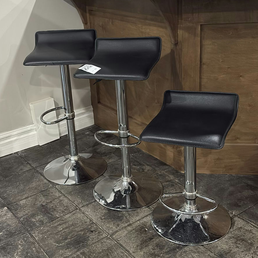 Set of Three Black Adjustable Bar Stools - image 1 of 8