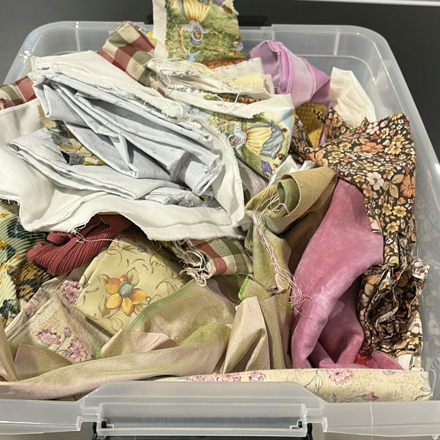 Assorted Fabric Scraps and Sewing Materials in Storage Bins - image 2 of 8