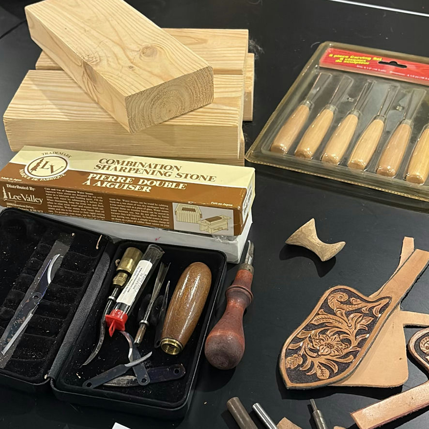 Leatherworking and Wood Carving Tools with Wood Blocks - image 8 of 10