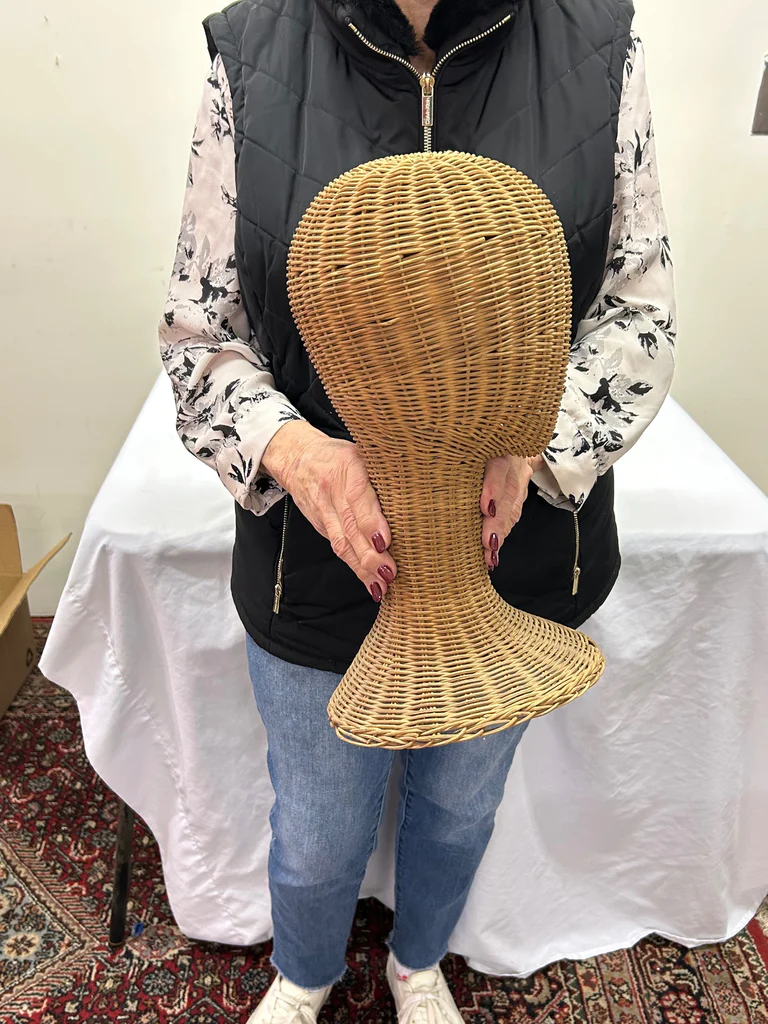 Vintage Hand-Woven Wicker Hat/Wig Display - image 2 of 5