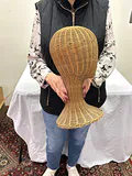 Vintage Hand-Woven Wicker Hat/Wig Display - thumbnail 2 of 5