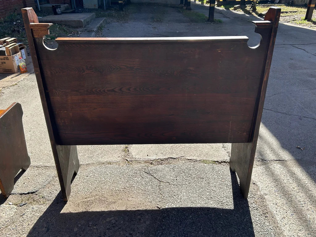 Pair of Oak High Back Benches - image 4 of 8