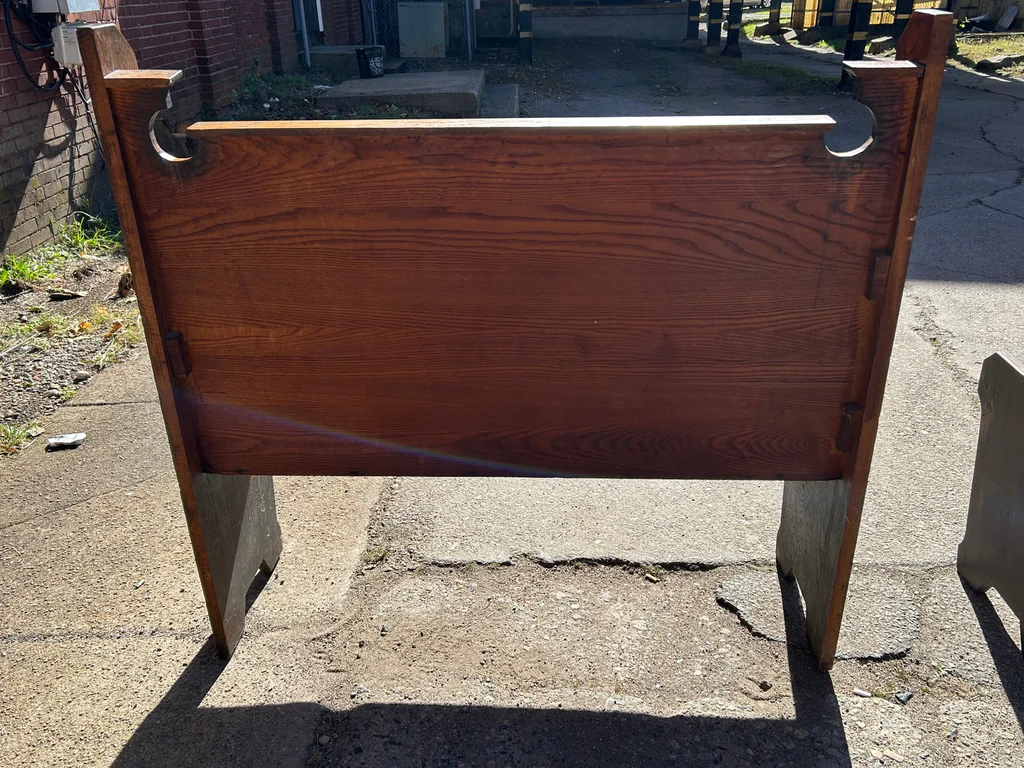  Pair of Oak High Back Benches  - image 3 of 8