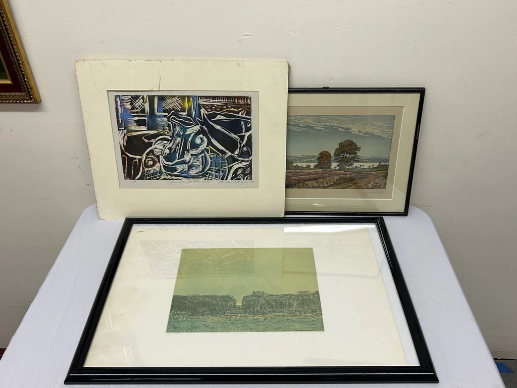 A Collection of Three Woodcut Art Signed - image 1 of 7