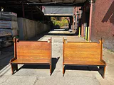 Pair of Oak High Back Benches - thumbnail 2 of 8