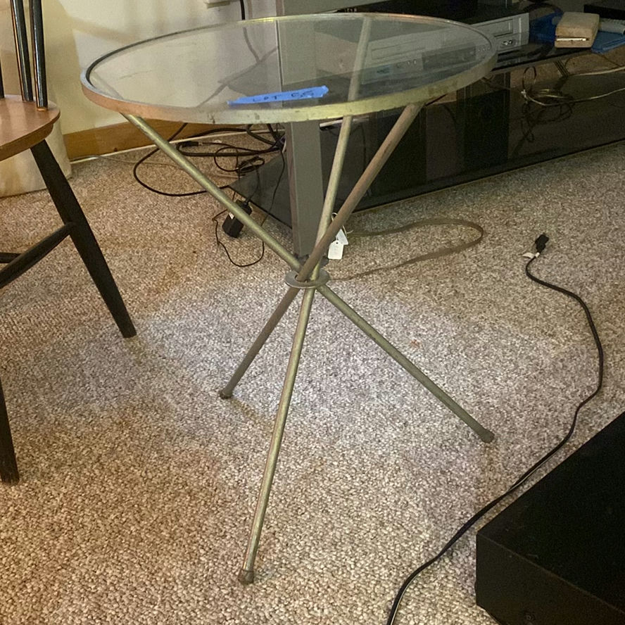 Mid Century Round Glass-Top Side Table - image 1 of 4