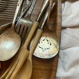 Assorted Wooden and Metal Kitchen Utensils with Wooden Tray - thumbnail 2 of 3