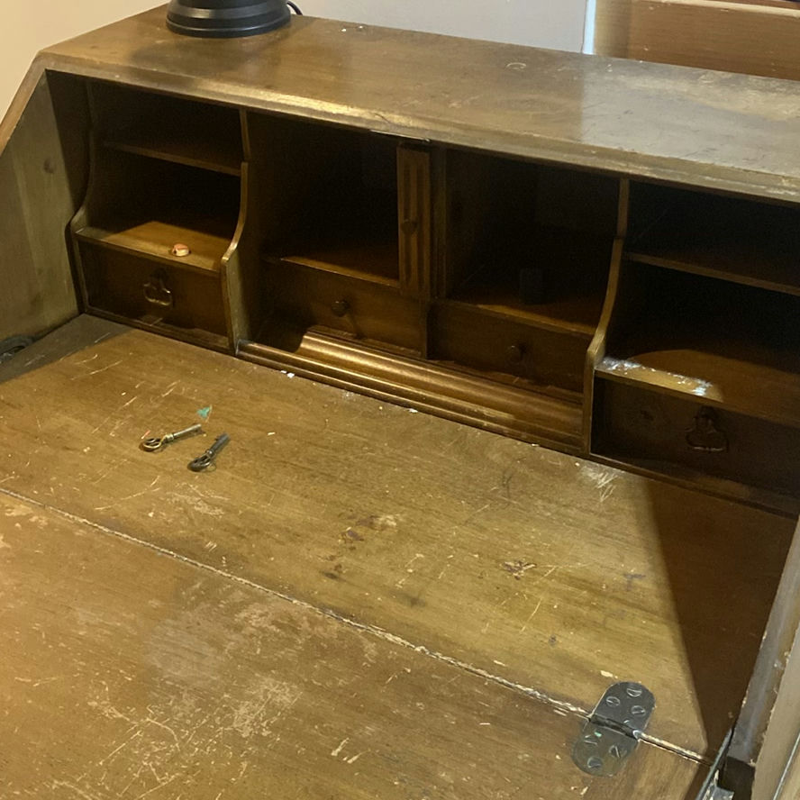 Wooden Secretary Desk with Drawers and Cubby Compartments - image 2 of 5