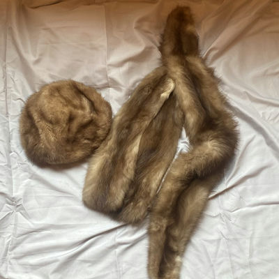 Fur Hat and Matching Fur Stole - Image 1 of 3