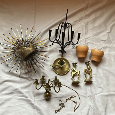 Candle Holders & Candle Lot - Image 1 of 4