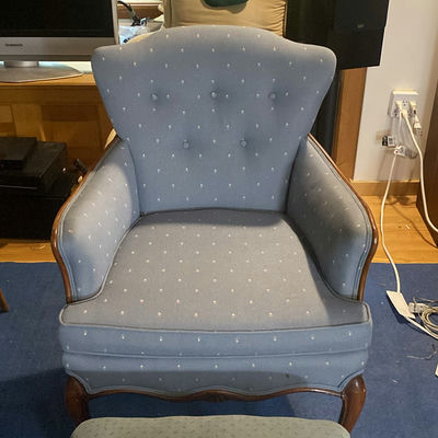 Blue Arm Chair W Footrest - Image 1 of 8