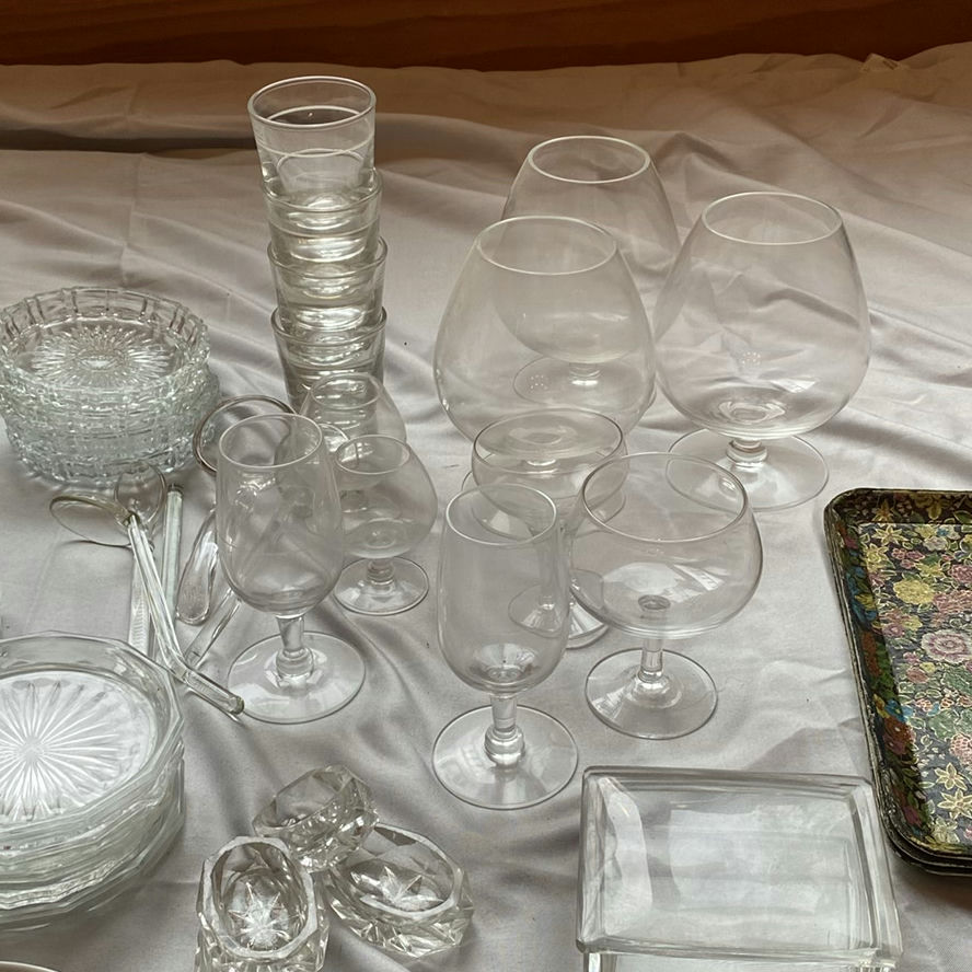 Vintage Crystal & Glass Bar Set - image 3 of 8
