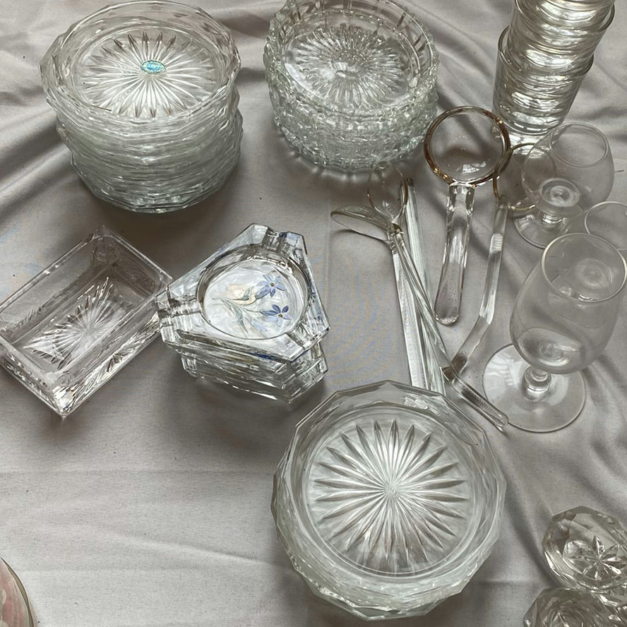 Vintage Crystal & Glass Bar Set - image 4 of 8