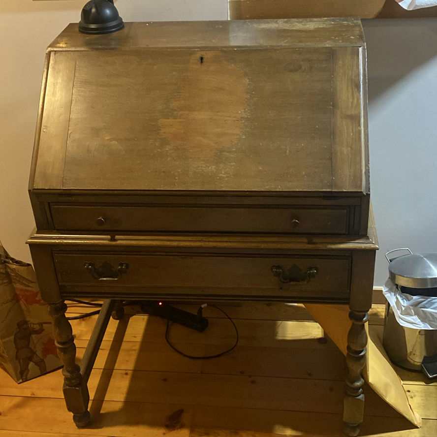 Wooden Secretary Desk with Drawers and Cubby Compartments - image 1 of 5