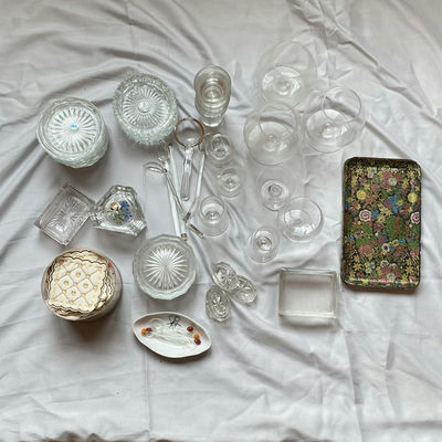 Vintage Crystal & Glass Bar Set - Image 1 of 8