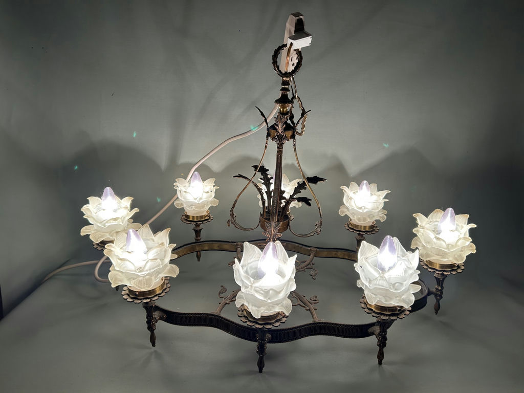 Brass Chandelier Hanging  - image 5 of 12