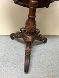 Antique Baroque Carved Inlaid Deer Scene Tilt Top Table - thumbnail 7 of 12