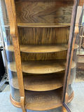 Antique Tiger Oak Curved Curio Cabinet - thumbnail 5 of 9