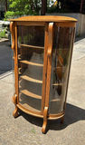 Antique Tiger Oak Curved Curio Cabinet - thumbnail 4 of 9