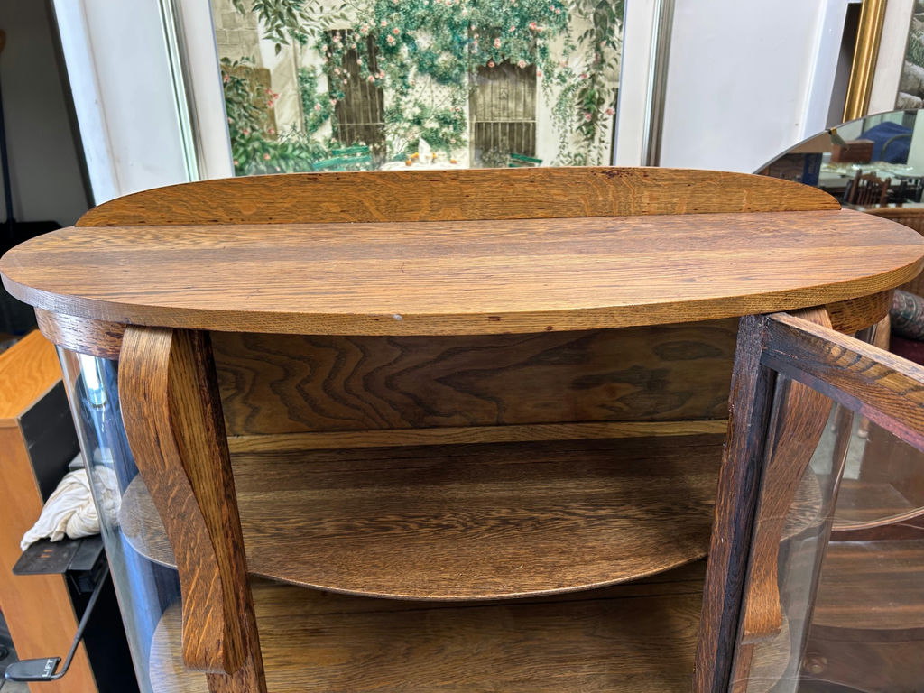 Antique Tiger Oak Curved Curio Cabinet  - image 9 of 9
