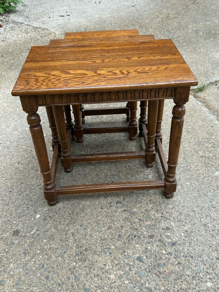 Ethan Allen Solid Oak Nesting Tables 3 - image 2 of 7