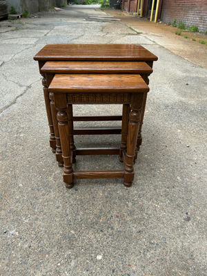 Ethan Allen Solid Oak Nesting Tables 3 - Image 1 of 7