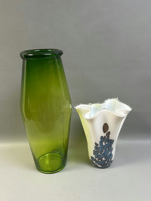Hand Blown Art Glass Flower Vases  - Image 1 of 12