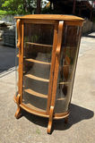 Antique Tiger Oak Curved Curio Cabinet - thumbnail 8 of 9