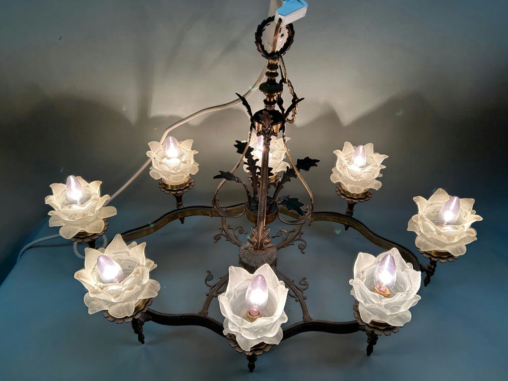 Brass Chandelier Hanging  - image 3 of 12