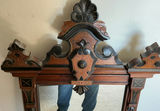 Ornate antique wooden wall mirror Renaissance Revival Walnut - thumbnail 2 of 5