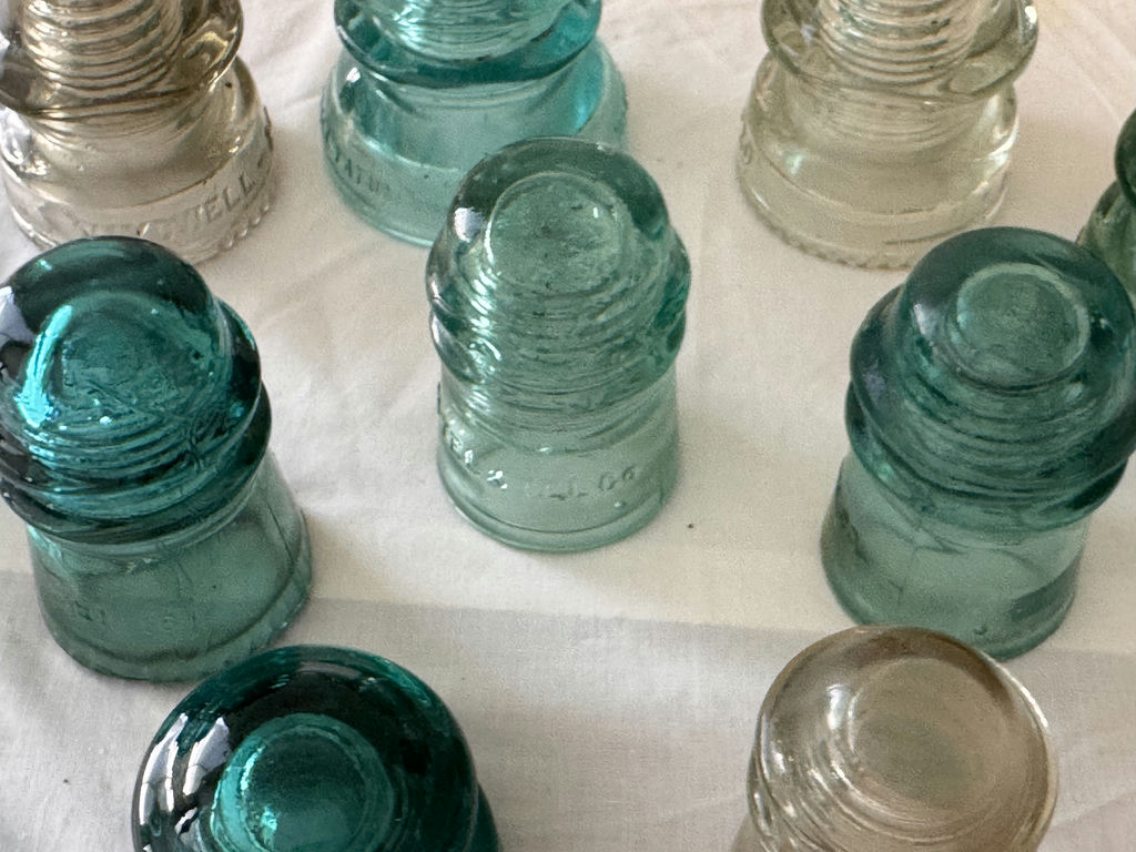 Teal and clear glass insulator collection - image 5 of 6