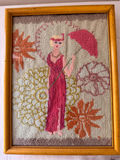 Vintage Sewing Basket, Antique needlepoint framed - thumbnail 2 of 6