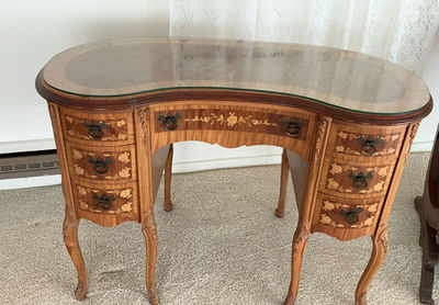 Antique French Provincial Kidney Shaped Desk - Image 1 of 8