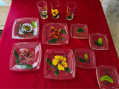 Vintage Hand Painted Glassware - Image 1 of 4