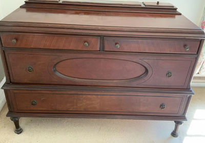 Antique Mahogany Dresser Matching , Headboard - Image 1 of 17
