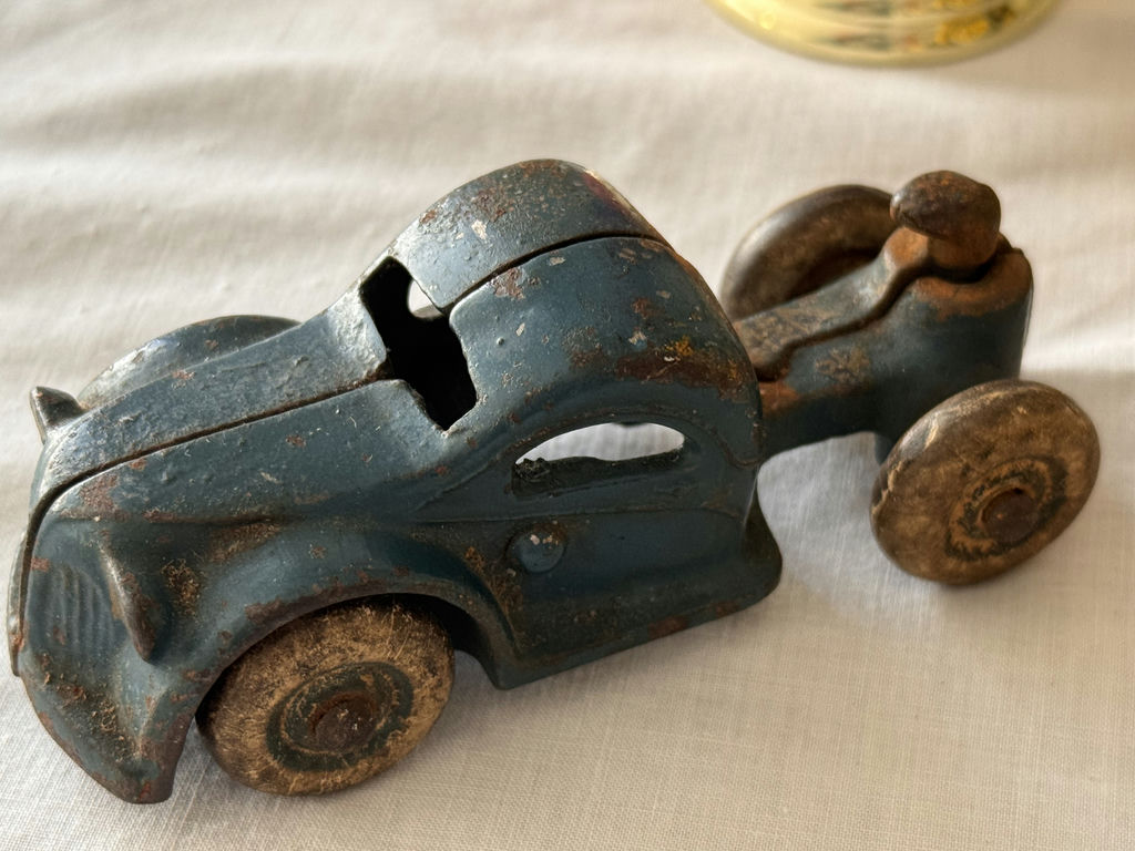 Assorted vintage die‑cast cars, bus model, gas pump, and certificate - image 12 of 12