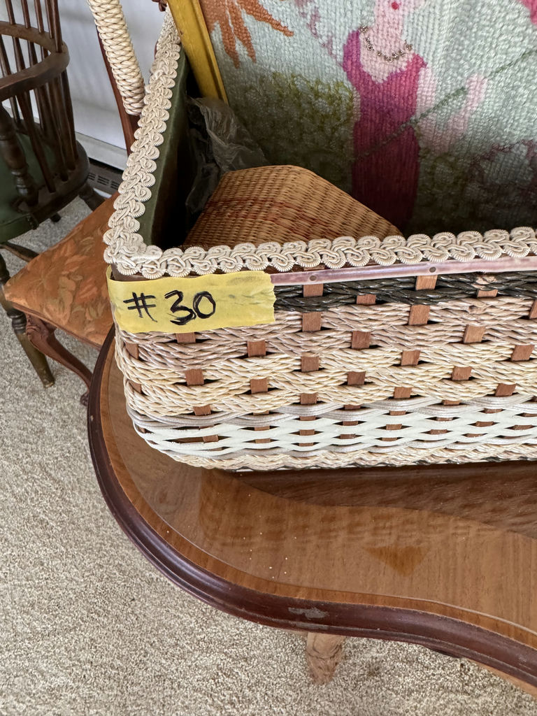 Vintage Sewing Basket, Antique needlepoint framed - image 6 of 6