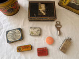 Assorted vintage tins, small metal items, and greeting-card ephemera - thumbnail 2 of 4
