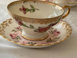 Set of floral porcelain teacups and saucers - thumbnail 3 of 4