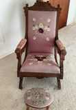 Victorian Rocker Needlepoint Upholstery - thumbnail 2 of 11
