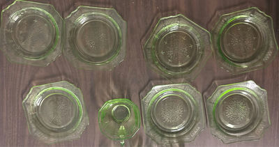 Assorted Green and Clear Glass Tableware - Image 1 of 16