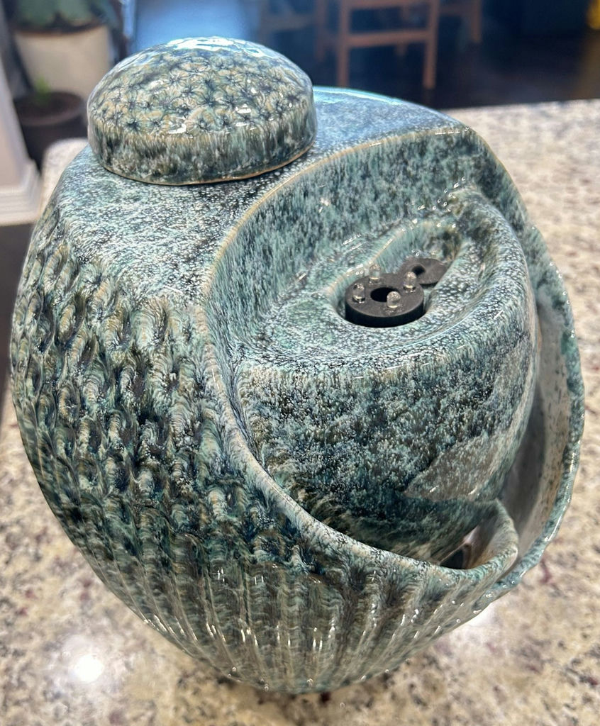 Green/Teal Glazed Ceramic Garden Fountain, Electric, Medium - image 4 of 5